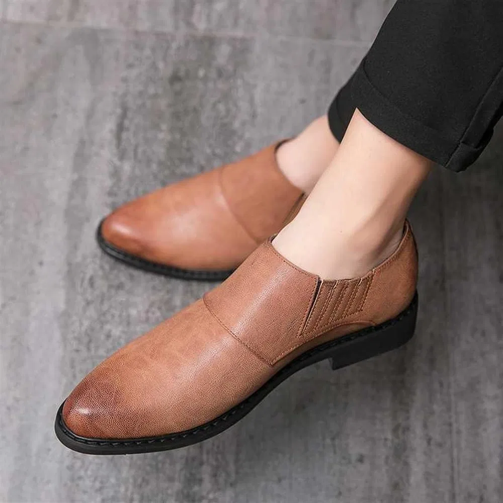 Туфли кожаные мужские на скользящей подошве Formal Shoes, коричневый UOPYNE — фото 4