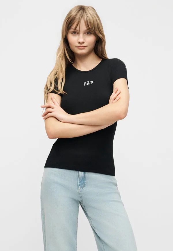 Футболка с логотипом, базовая футболка Gap, Black — фото 4