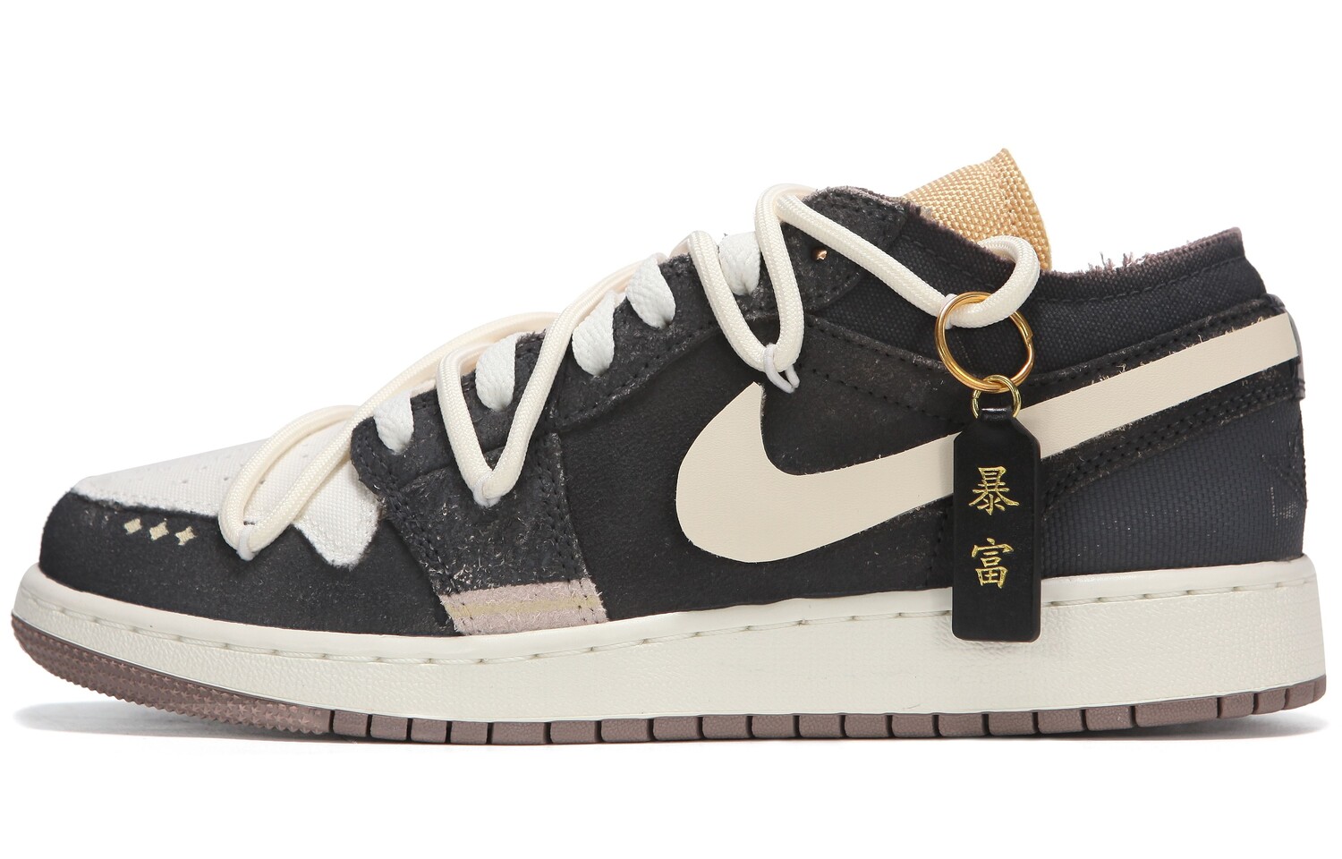 

Кроссовки Air Jordan 1 Vintage Basketball Shoes Women's Low-top Black/Beige, черный