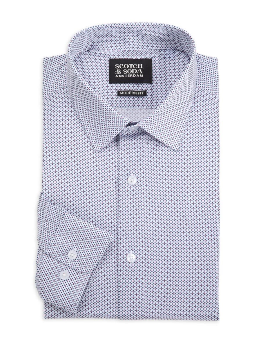 

Рубашка современного кроя из хлопка-стрейч с принтом Scotch & Soda, цвет White Green