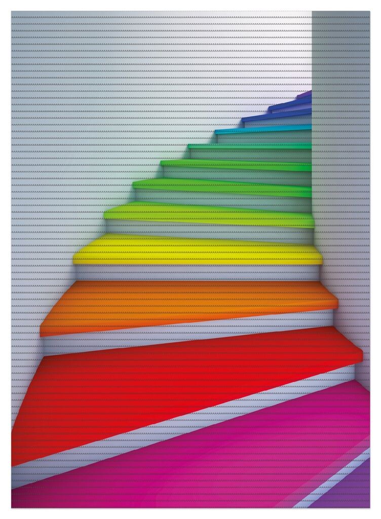 

Коврик для душа Wallario, нескользящий коврик, коврик для ванной, коврик для двери, красочная лестница, размер ок. 90 х 65 см, синий