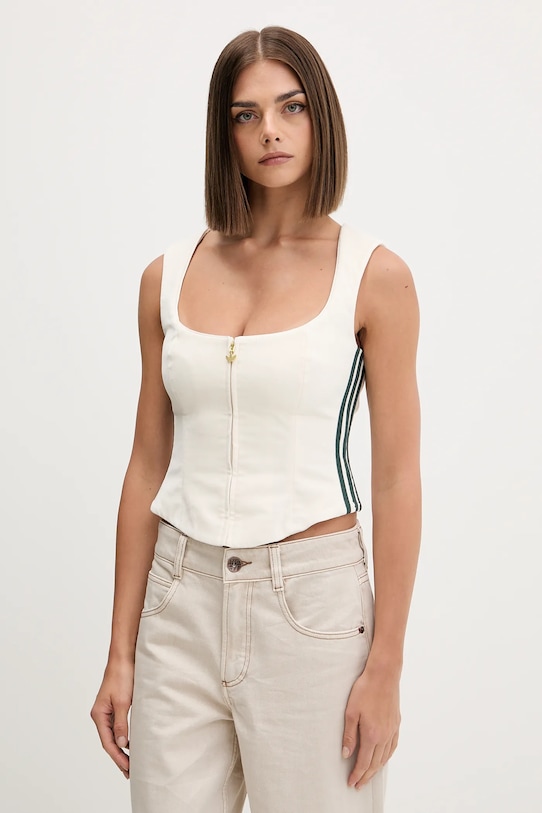 

Бархатный топ Adidas Originals, бежевый