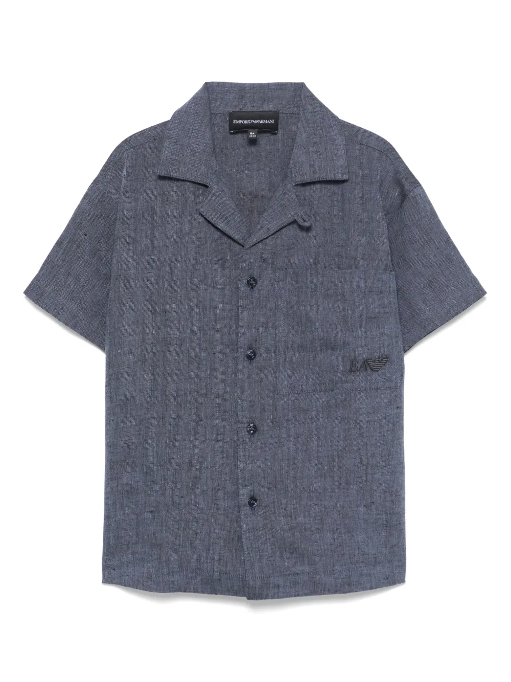 

Рубашка с вышитым логотипом Emporio Armani Kids, синий