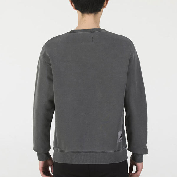 Толстовка Men's Air Jordan As J Flt Hrtg Flc Crew Embroidered Logo Sports Solid Color Knit Pullover Round Neck Autumn Gray, мультиколор — фото 4