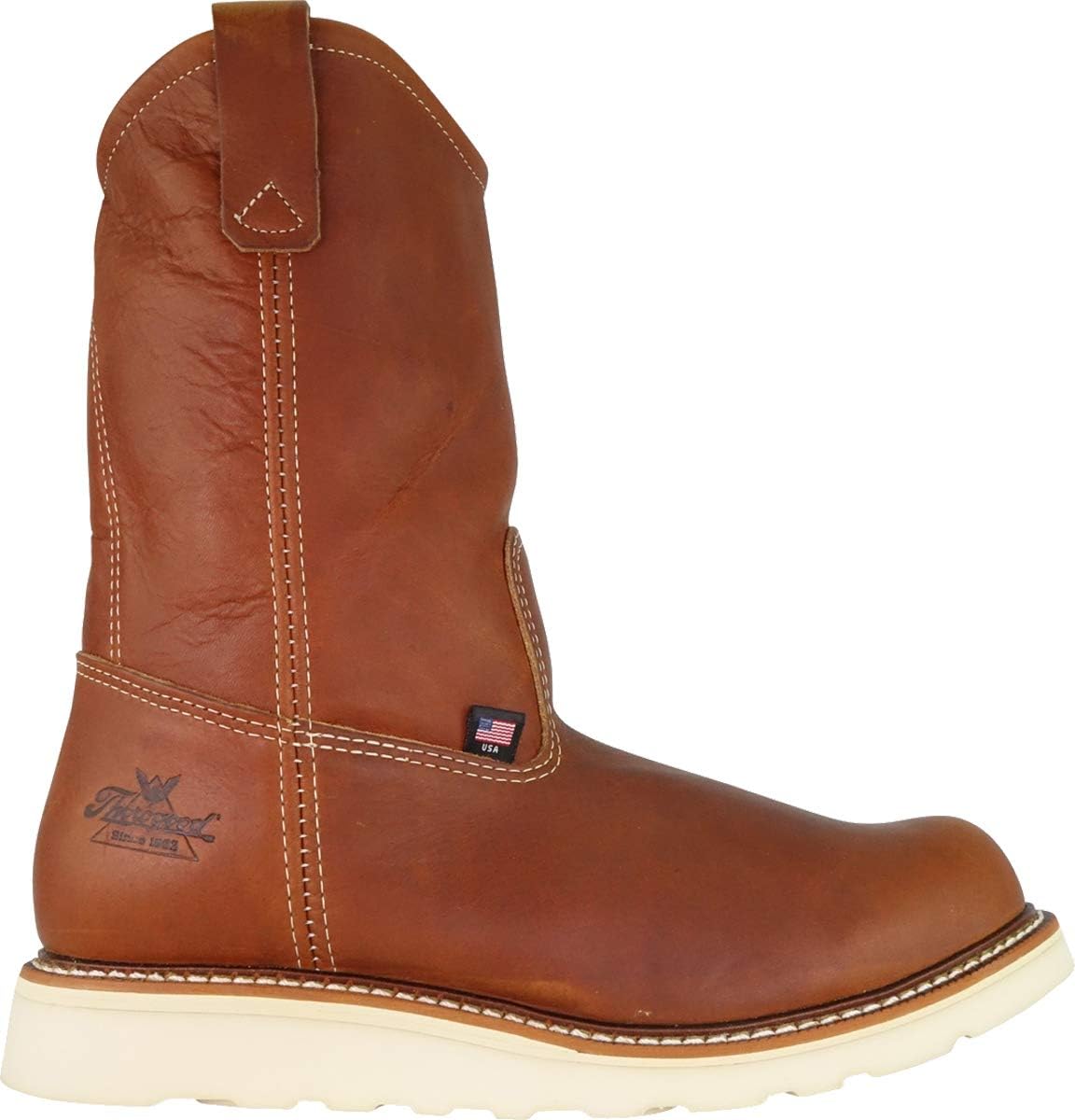 Мужские сапоги Thorogood American Heritage Wellington с мягким носком, 28 см, из высококачественной кожи, с противоскользящей подошвой клиновидной формы и комфортной стелькой; сертифицированы по стандарту EH, 10.5 Tobacco Oil-tanned — фото 2
