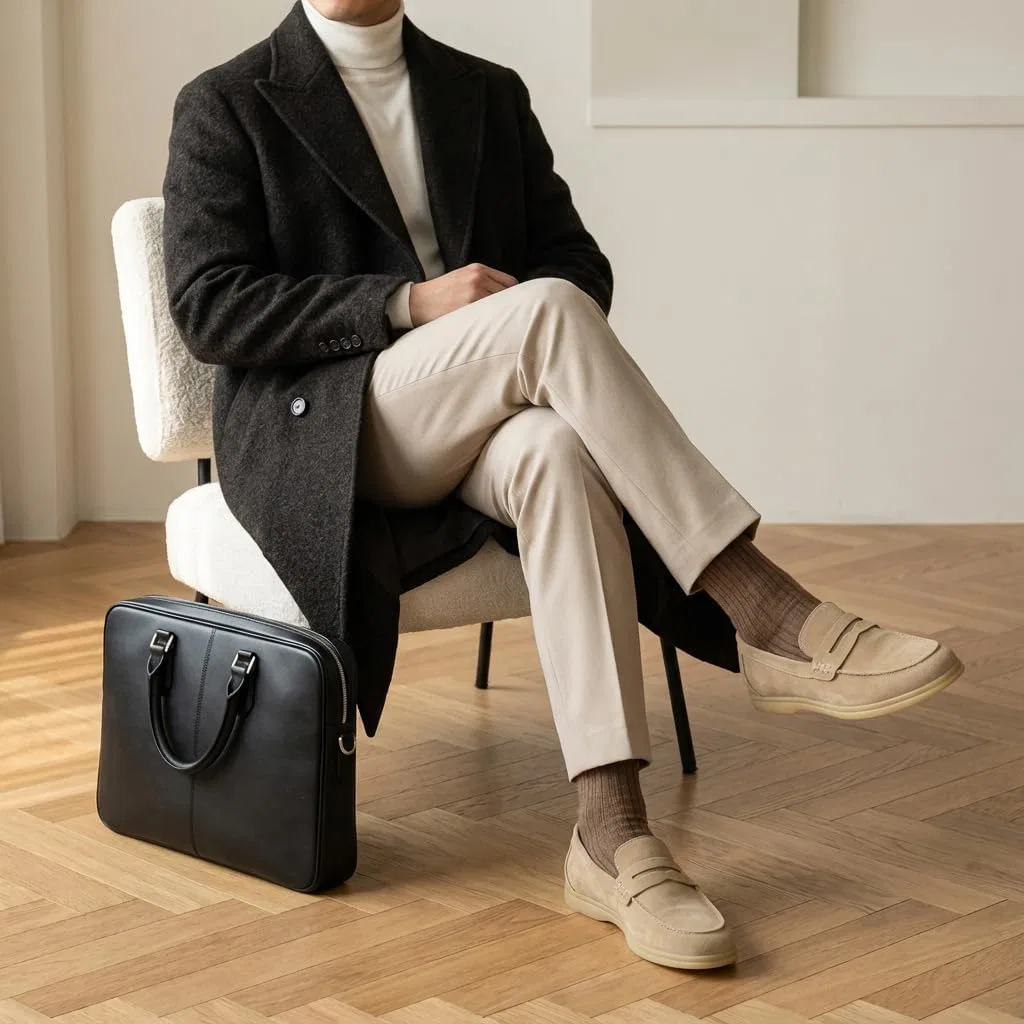 Мужские лоферы CUSHIONAIRE Selby из натуральной кожи с резиновой подошвой и эффектом памяти. Доступны модели широкой ширины, Taupe Suede — фото 2