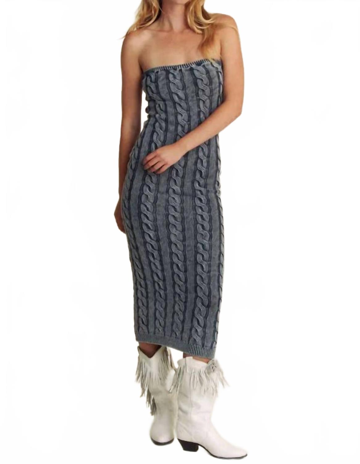 

Hers & Mine Платье-свитер из джинсовой ткани серого цвета