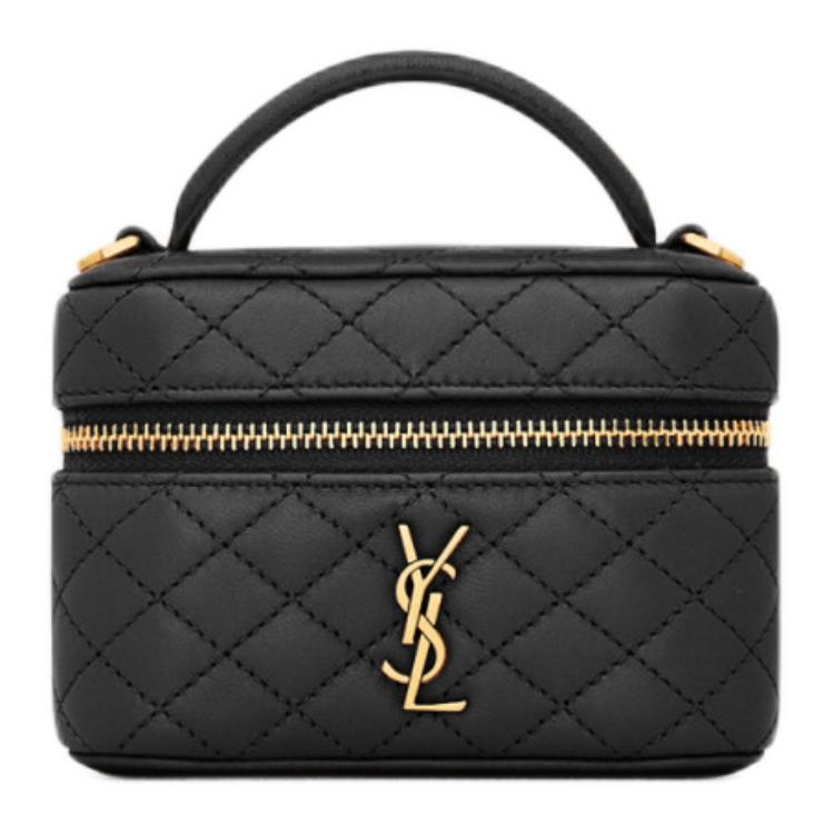 

SAINT LAURENT Женская черная кожаная косметичка через плечо на одно плечо
