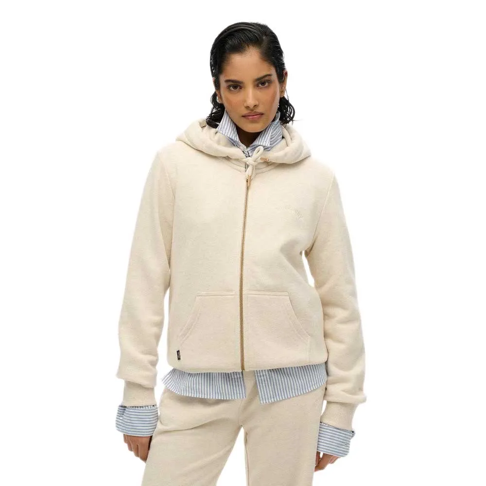 

Толстовка Superdry Essential Logo full zip, бежевый