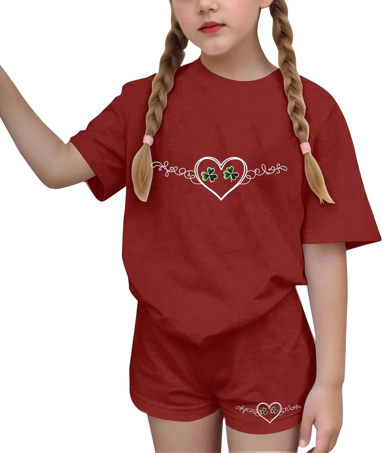 Детский спортивный костюм Love Shamrock Graphic Zzalalana, 2 предмета, Red