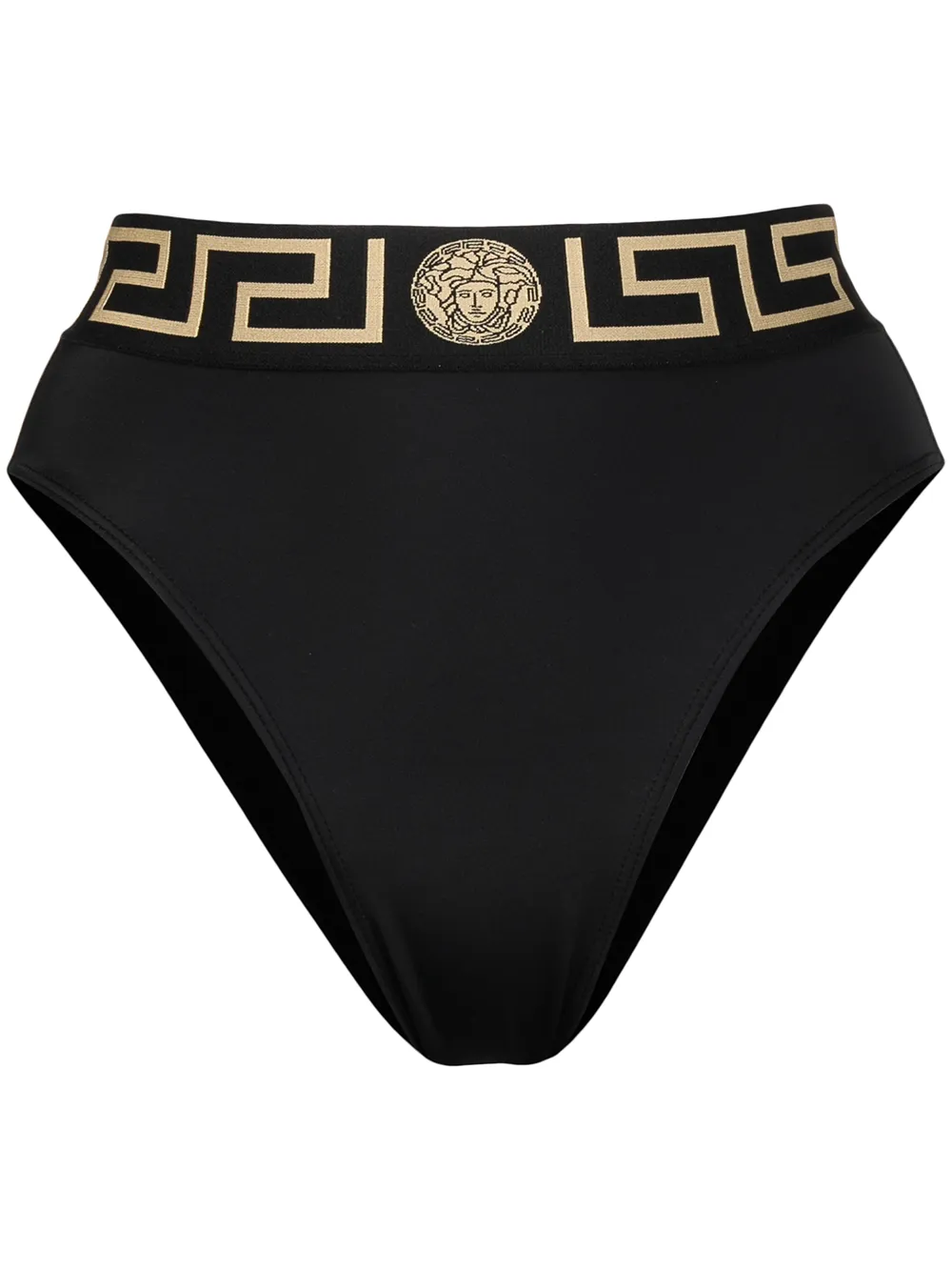 

Плавки бикини с завышенной талией и декором Greca VERSACE, черный