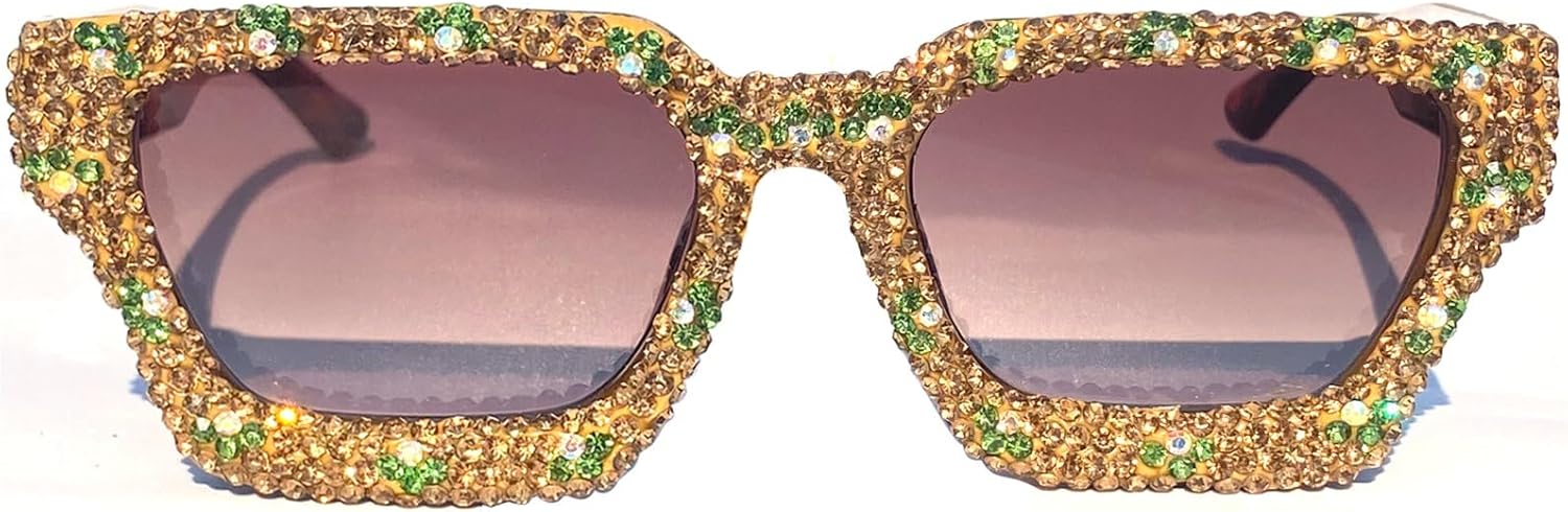 

Модные квадратные женские солнцезащитные очки класса люкс со стразами, ретро-дизайнерские, модные, с леопардовым принтом и розовыми бриллиантами, солнцезащитные очки UV400 mincl, Brown