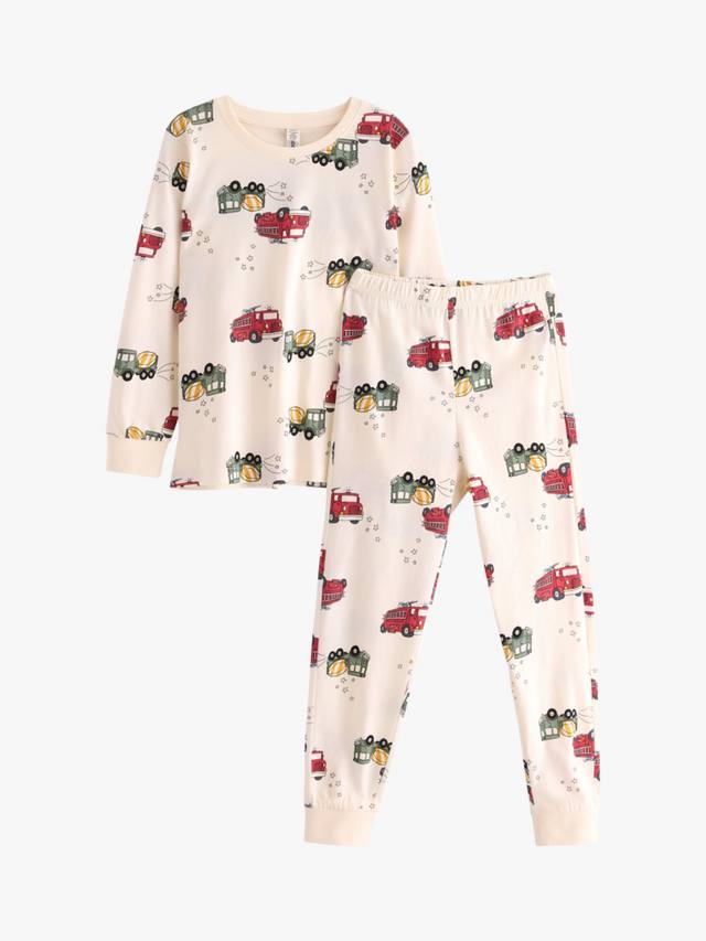 

Детский хлопковый пижамный комплект с длинными рукавами и принтом грузовиков Lindex, White