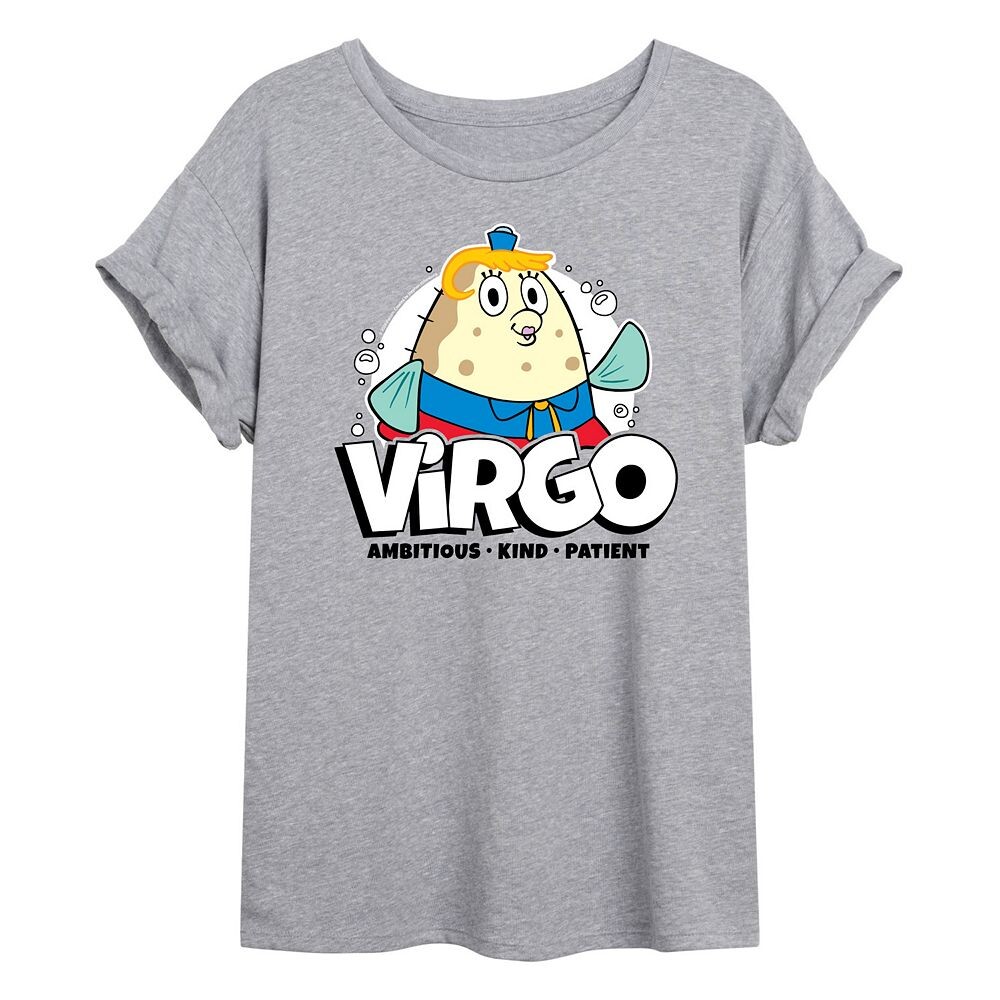 

Губка для юниоровКвадратные штаны Боба Струящаяся футболка Mrs. Puff Virgo Licensed Character, цвет Heather Gray