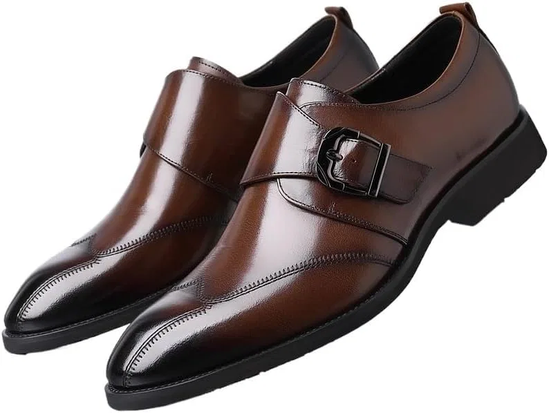 Туфли кожаные, водонепроницаемые, Men Formal Shoes, коричневый UOPYNE — фото 3