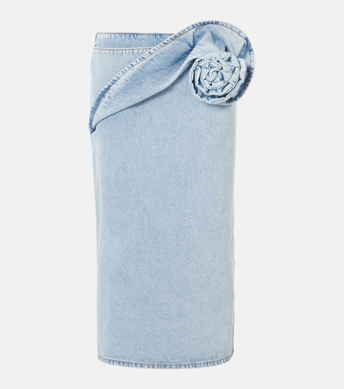

Юбка-карандаш из денима с цветочной аппликацией Magda Butrym, светло-синий