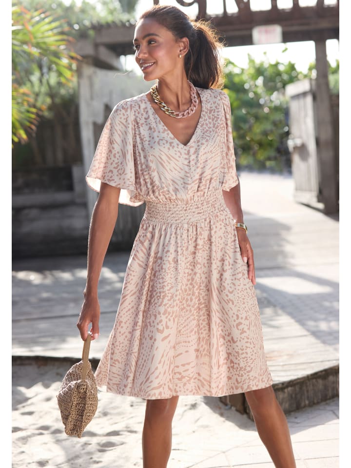 

Короткое платье LASCANA, цвет sand-beige bedruckt