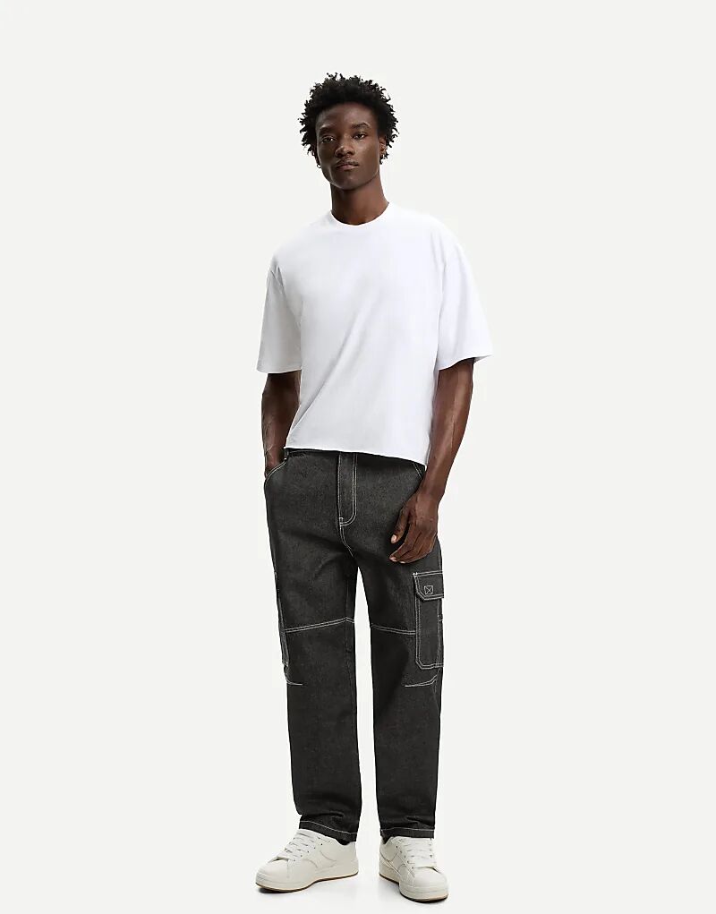 

Джинсы Bershka Baggy Cargo черного цвета