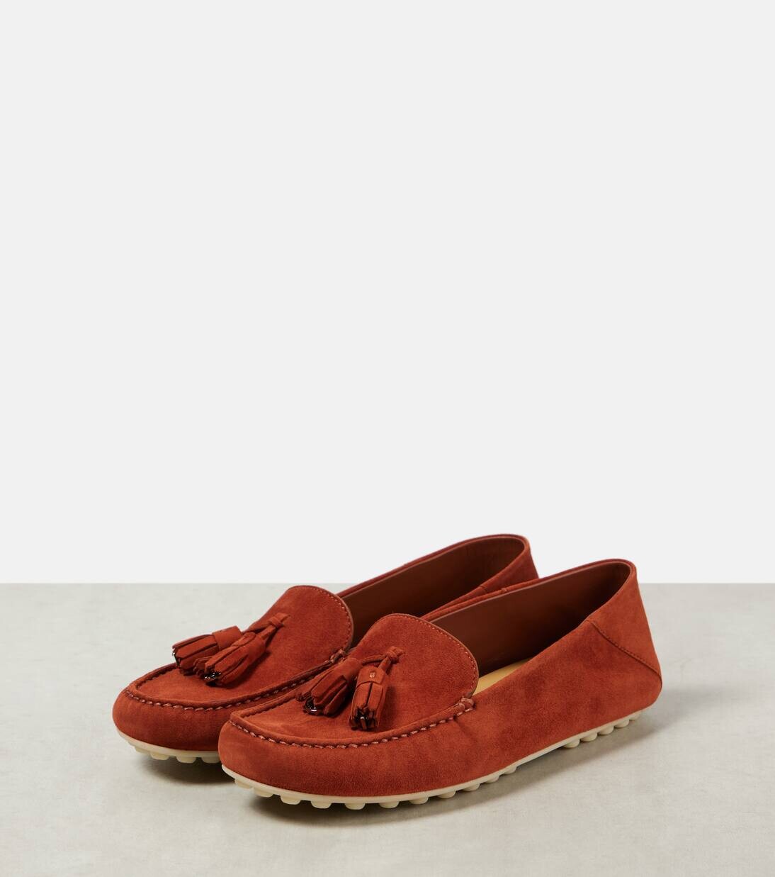 Замшевые мокасины Dot Sole Walk Loro Piana, цвет cinnamon bark — фото 4