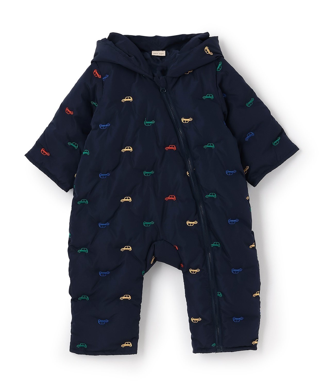 Комбинезон с вышивкой и подкладкой разных расцветок Petit Main, navy blue