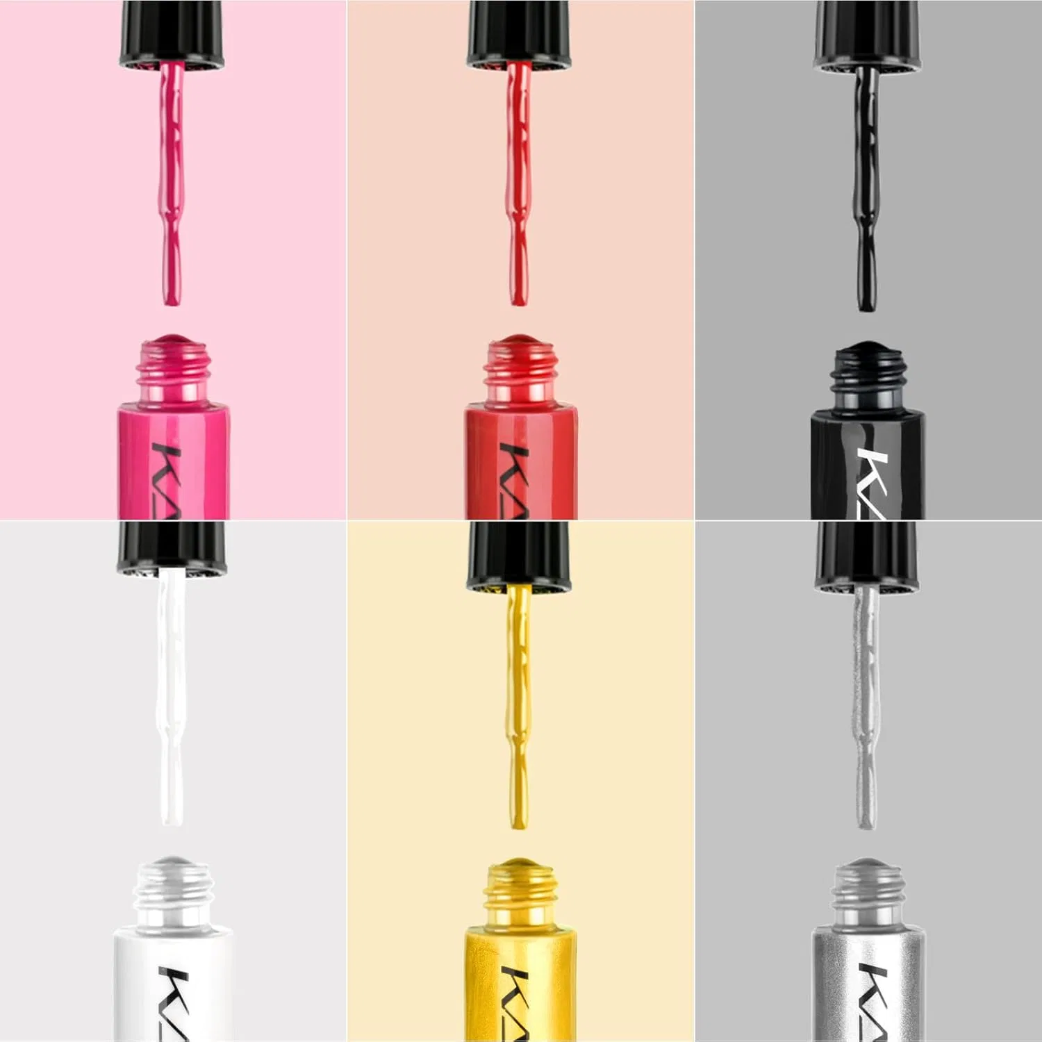 Набор из 6 лаков для ногтей с металлическим блеском Alexnailart, Red — фото 2