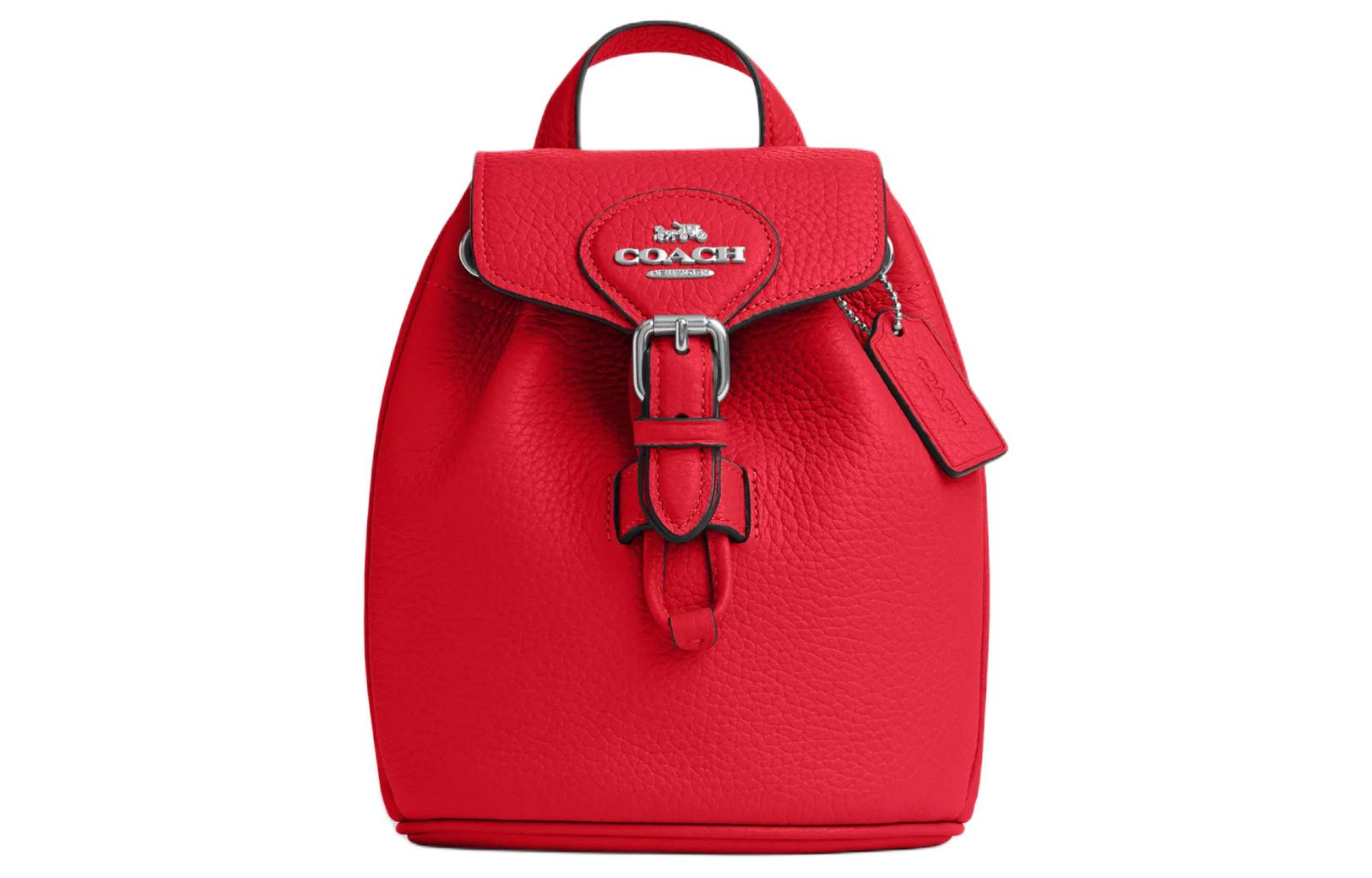 

COACH Мягкий кожаный рюкзак малый женский красный