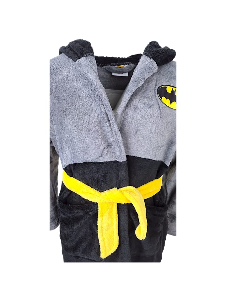 Batman Детский банный халат с капюшоном и изображением Бэтмена, выполненный в черно-серых тонах — фото 2