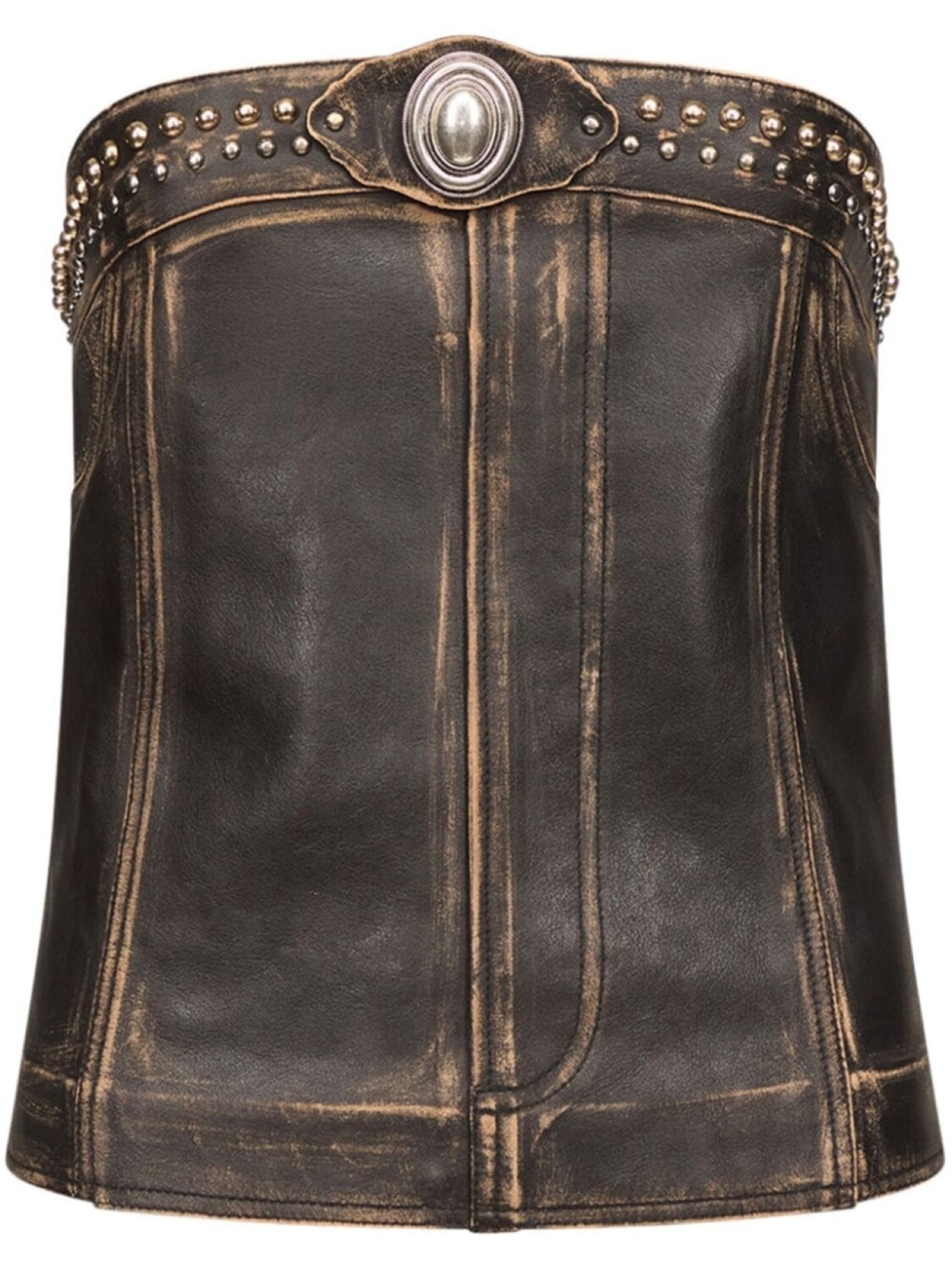 

AREA кожаный топ с заклепками, черный