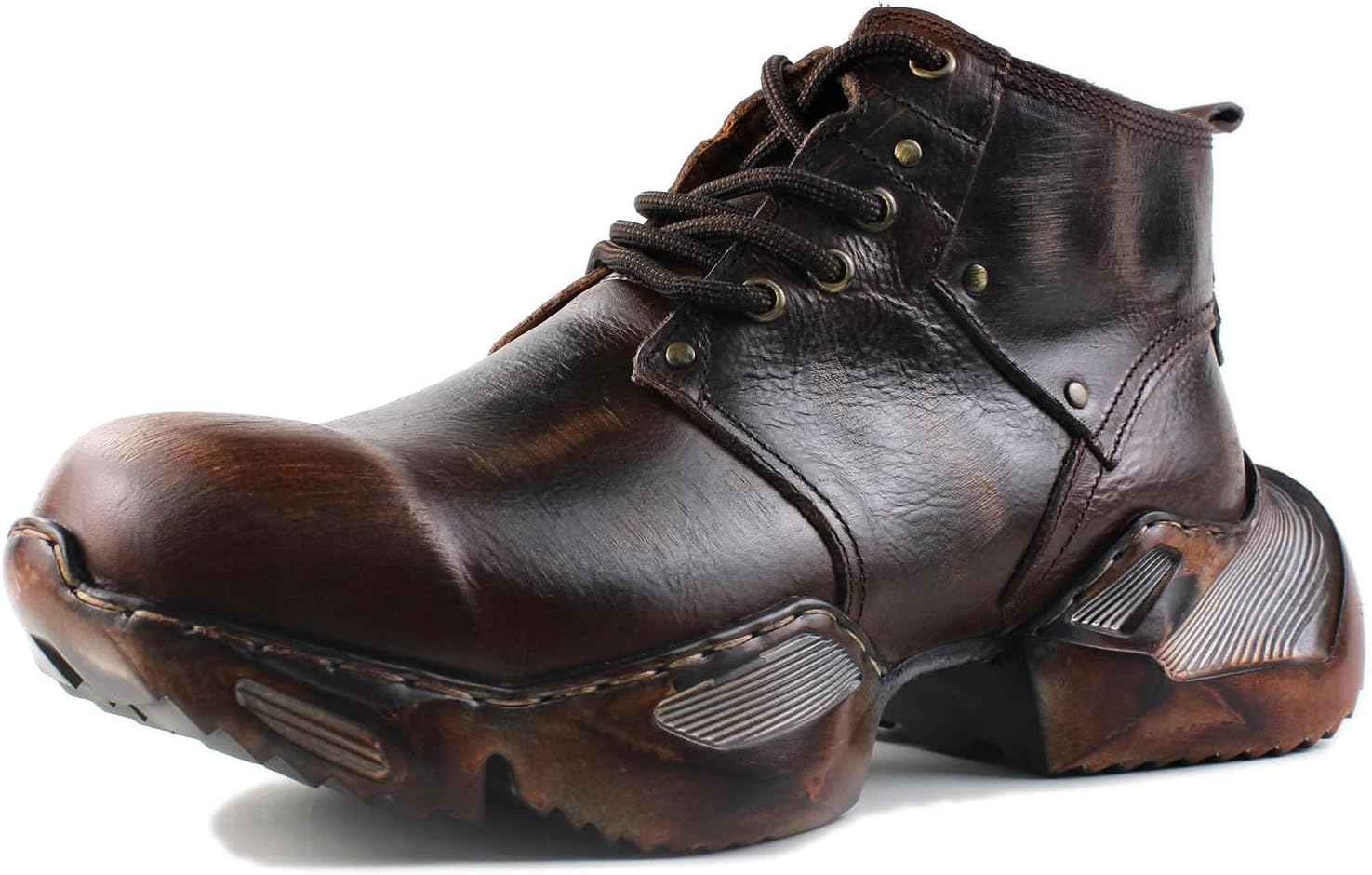 

Винтажные модные кроссовки OSSTONE для мужчин с шнуровкой, кожаные ретро мото ботинки Чакка, повседневная обувь OS-5008-S-1-US-R, коричневый