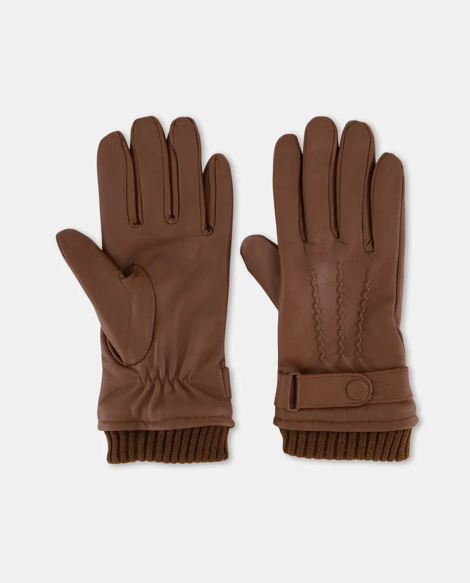 

Мужские кожаные перчатки с кнопкой Dustin, светло-коричневый