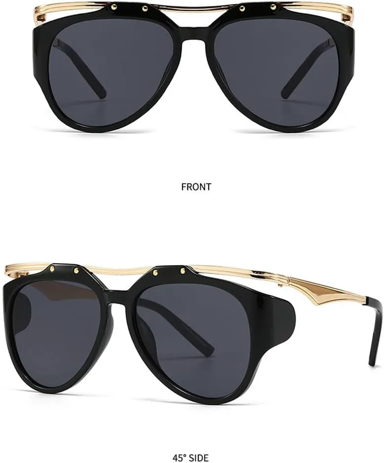 

Большие овальные солнцезащитные очки в стиле панк для женщин и мужчин, винтажные круглые солнцезащитные очки в металлической оправе для женщин WNCKSQ, C1goldgray