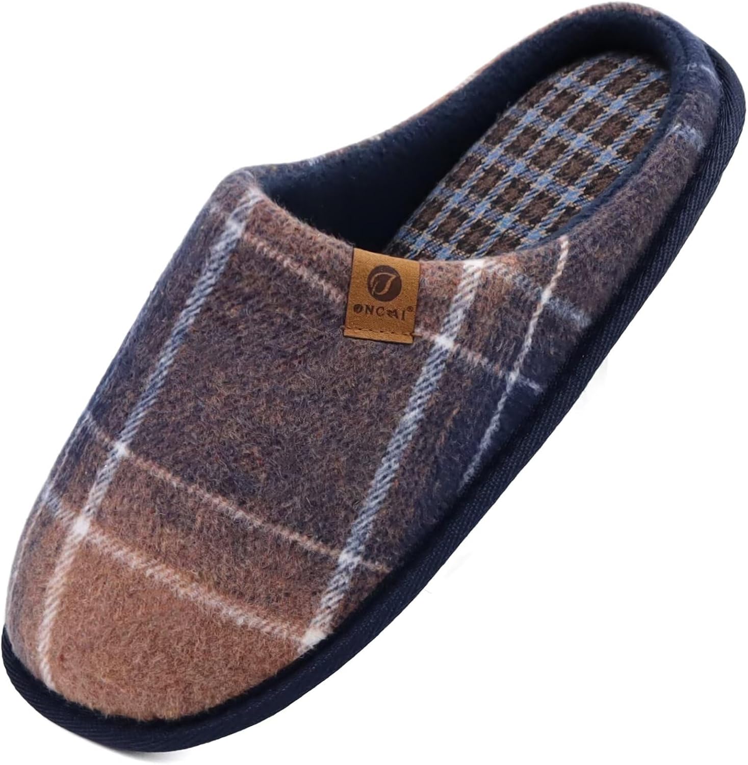 

Мужские домашние тапочки ONCAI с эффектом памяти, теплые и уютные, без задника, для дома и спальни, подошва из резины для использования внутри и снаружи, размеры США 7-15, синий