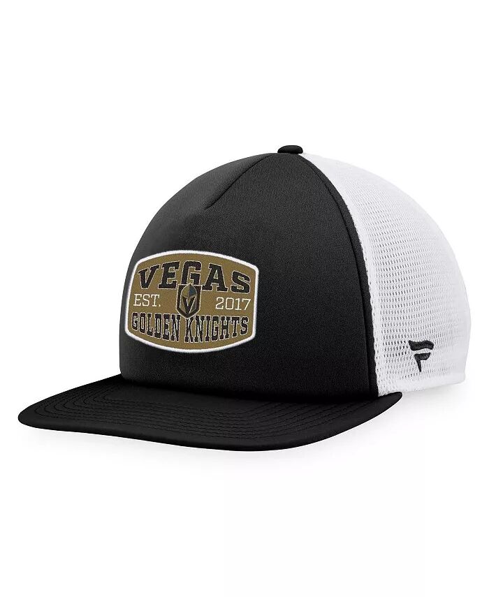 

Мужская черная, белая бейсболка Trucker Snapback с нашивкой спереди Vegas Golden Knights Foam Fanatics