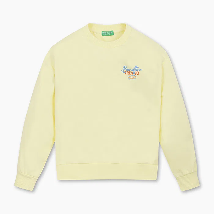 Детский жёлтый свитшот с логотипом от Benetton Kids