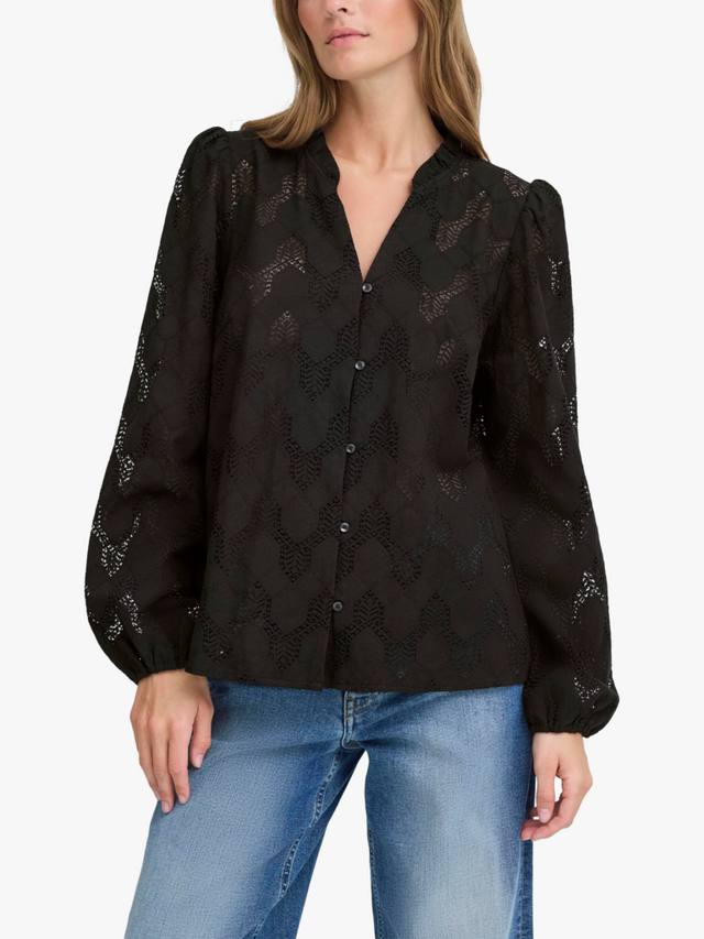 

Junela блузка с длинными рукавами и V-образным вырезом из хлопковой смеси ICHI, Black