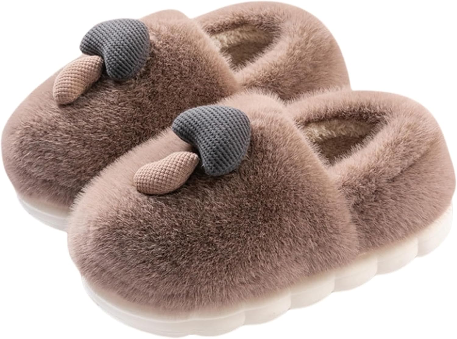 

CZQAGCL Милые тапочки-грибочки для женщин и мужчин, из пеноматериала с эффектом памяти, мультяшные, теплые, для дома, зимняя обувь, коричневый