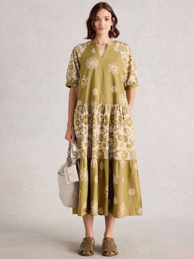 

Платье миди Eva из органического хлопка с ярусами White Stuff, Green