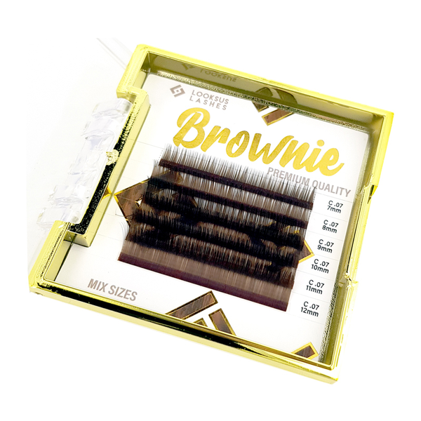 

Коричневые ресницы для наращивания, изгиб d, 12 мм, 1 упаковка. Looksus Lashes Brownie 0,07 dark brown