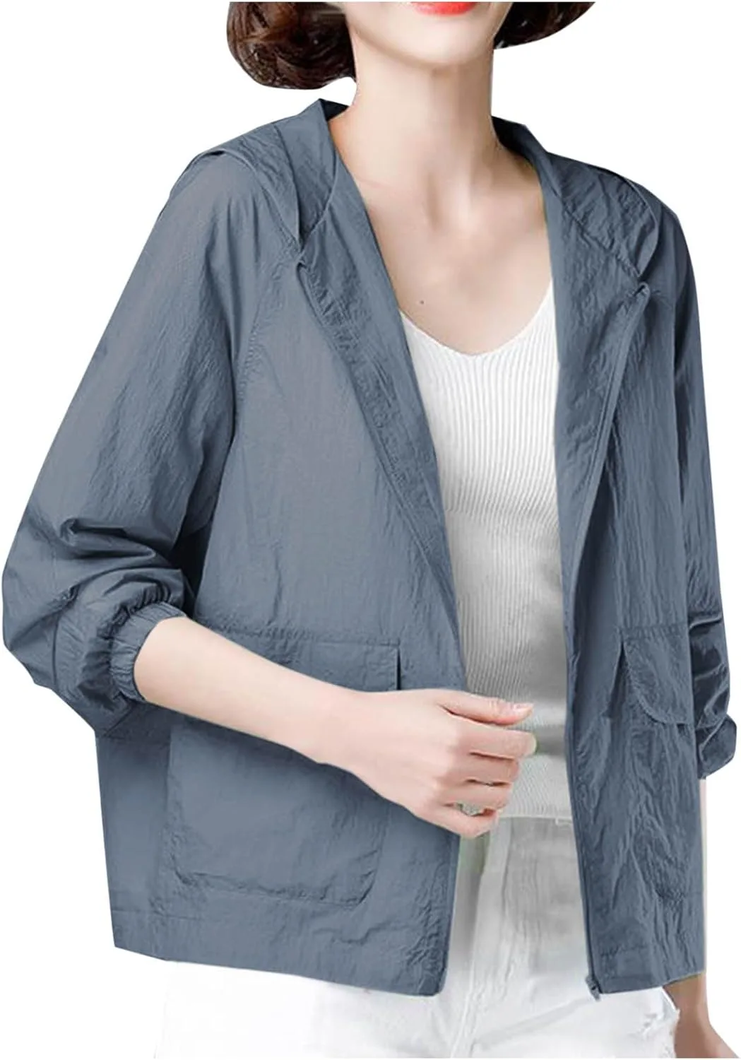 

NATHGAM Легкая футболка для активного отдыха для девочек-подростков с длинным рукавом UPF 50+ и капюшоном