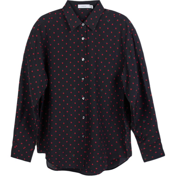 

Coach Рубашка женская, черные с лацканами, средней кроя, другие