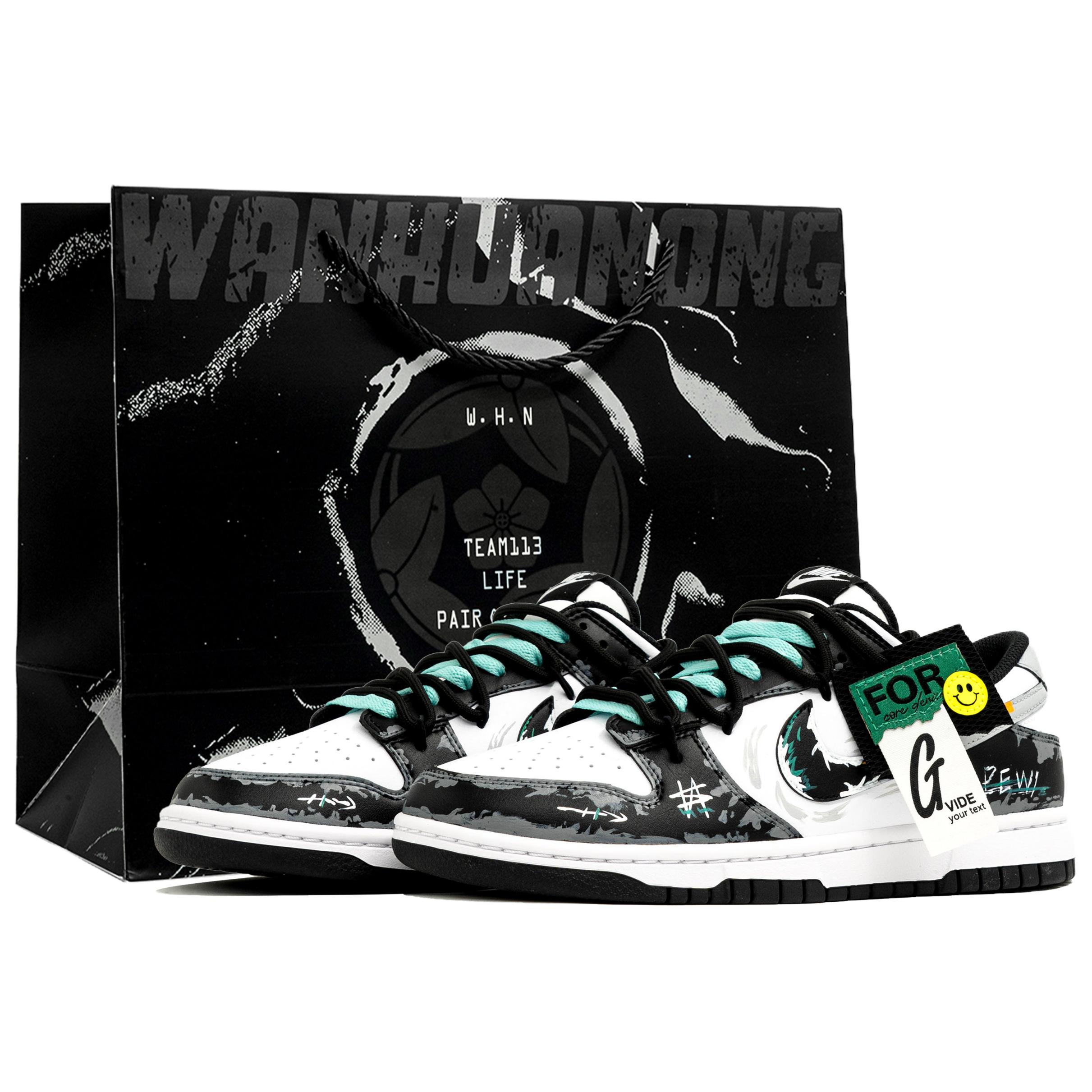 

Nike Мужские низкие скейтборд-кроссовки Dunk Kaleidoscope Dance, Trend Leap, Shopping Bag, износостойкие, черный с белыми элементами