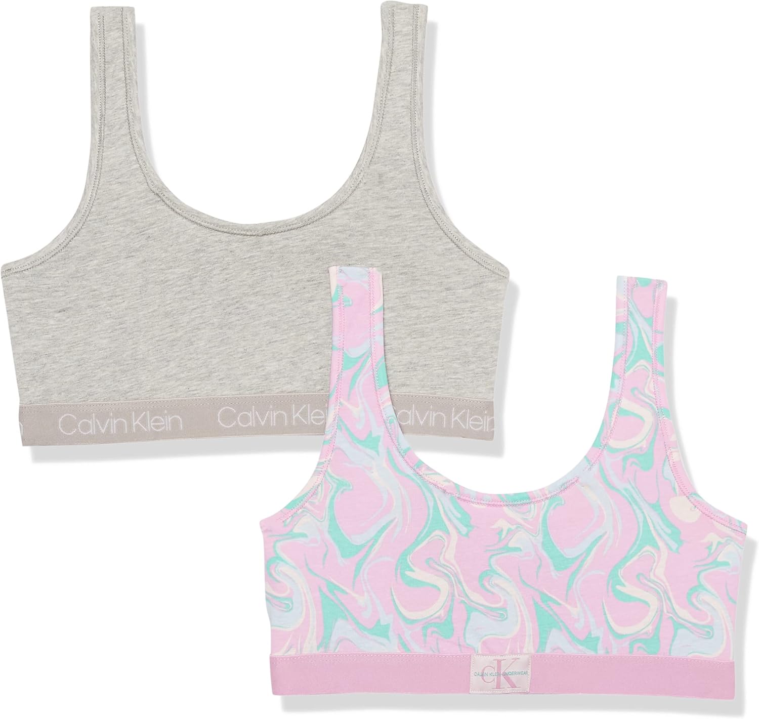 

Комплект из 2 бюстгальтеров-бралеттов Calvin Klein Girls Modern Cotton, Lilac Marble/Heather Grey