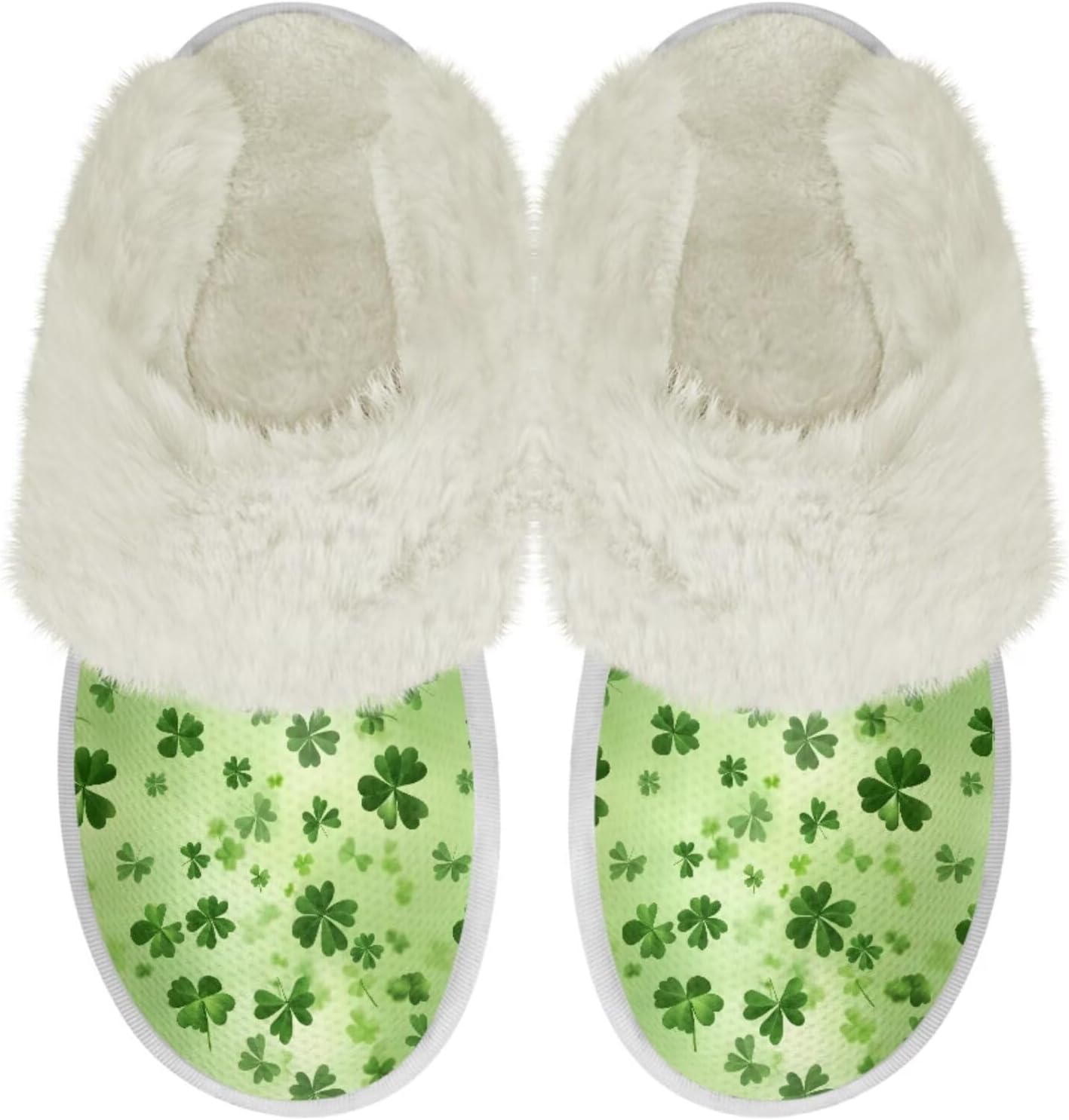 

Домашние тапочки Binienty для женщин и мужчин с эффектом памяти, для дома и улицы, пушистые тапочки для спальни, St. Patrick Leaf