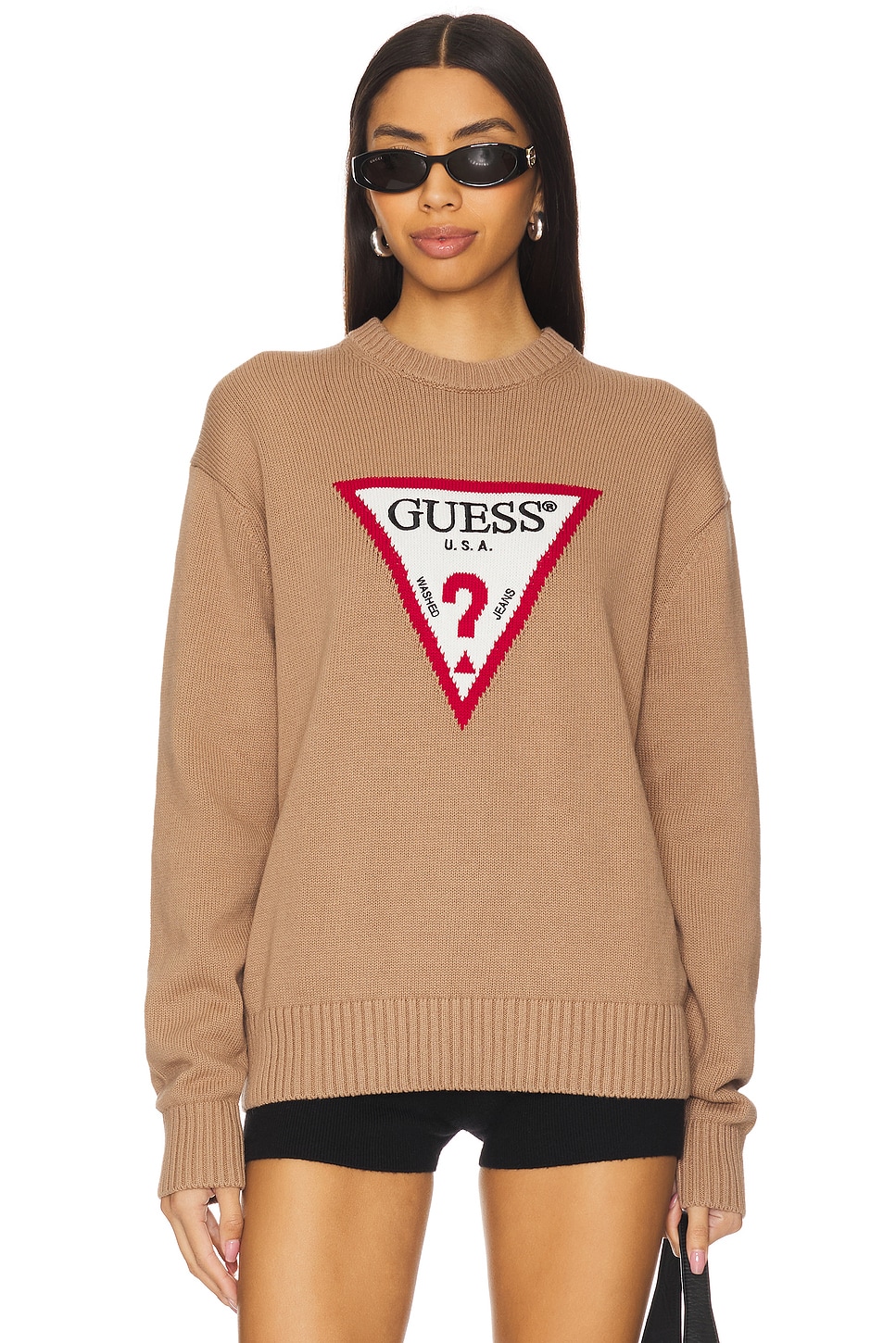 

Большой треугольный свитер Guess Jeans, желтый