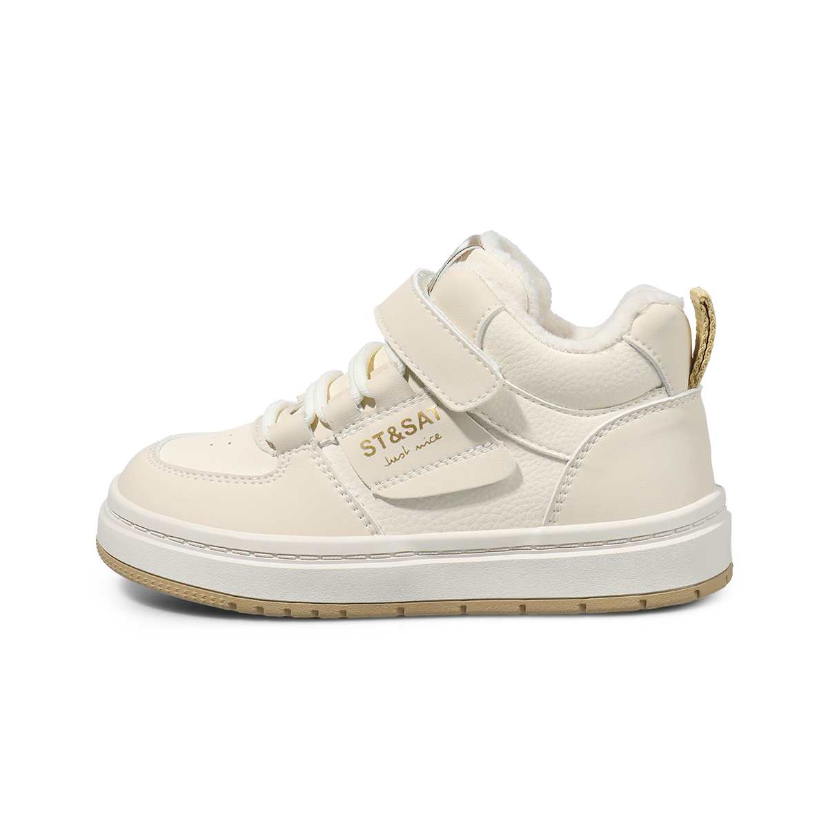 

Антискользящие износостойкие легкие амортизирующие утепленные высокие детские повседневные кроссовки Kids' ST&SAT, бежевый