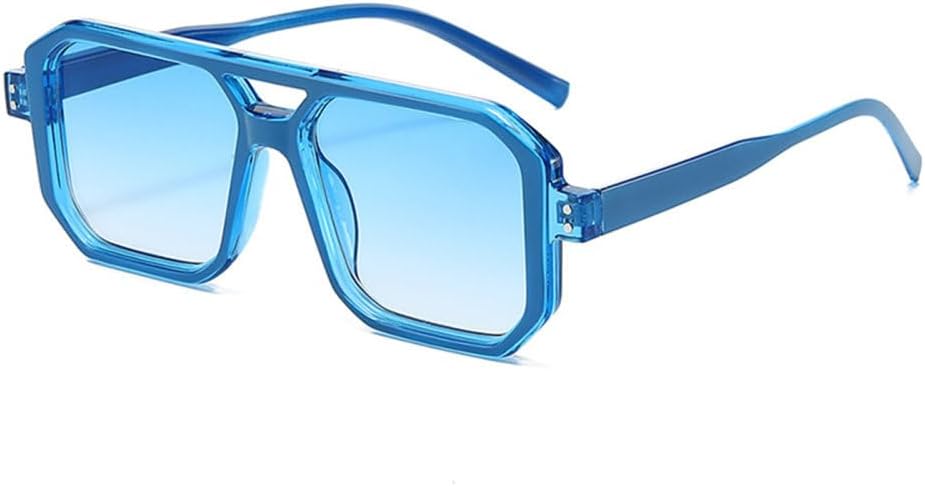 

Мужские солнцезащитные очки в стиле ретро с двойной перемычкой, квадратной формы, прозрачные градиентные линзы, защита от ультрафиолета UV400, женские солнцезащитные очки generic, Blue Blue Gradient