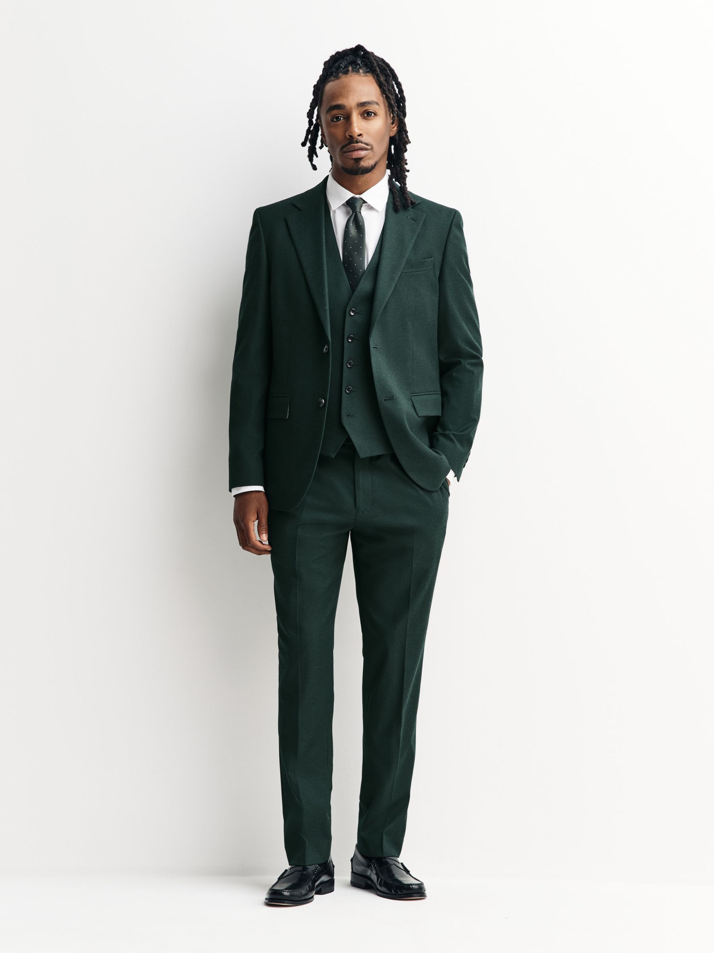 Next Брюки Slim fit со складками в цвете Fir — фото 4