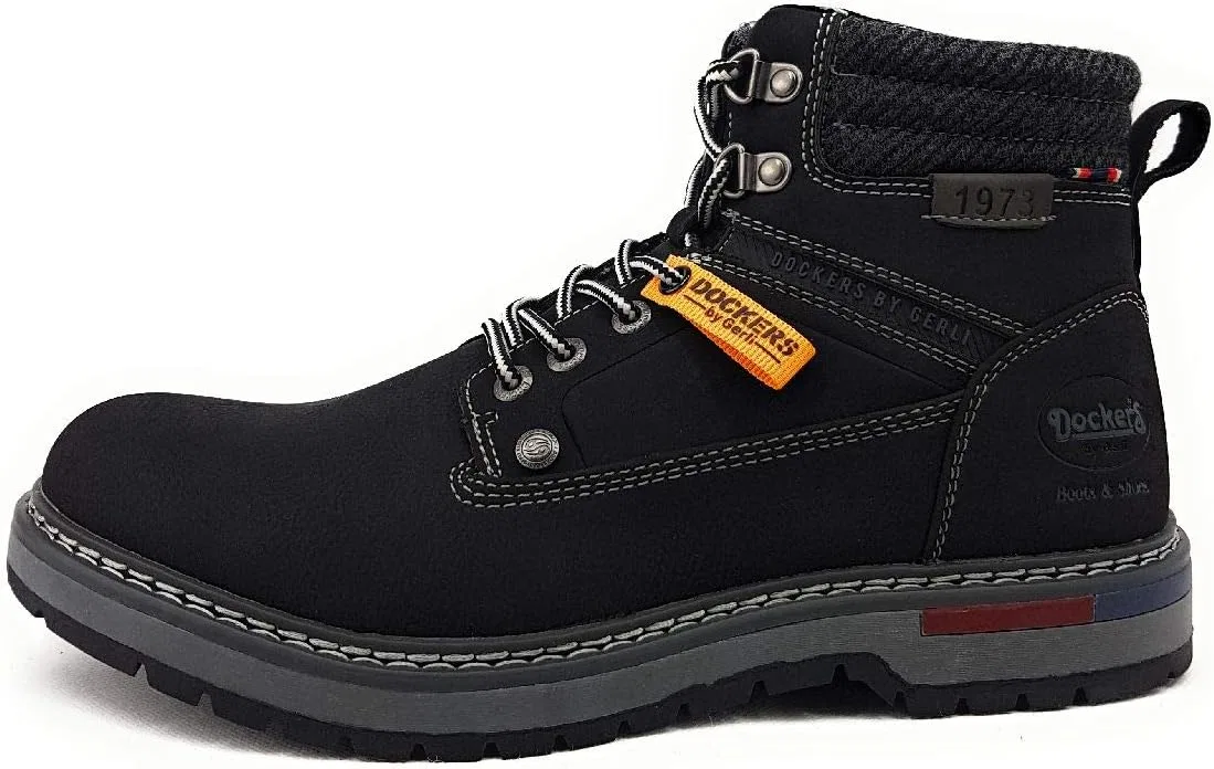 Мужские армейские ботинки Dockers by Gerli, ботильоны, теплые на подкладке, Black 47Af001 600100