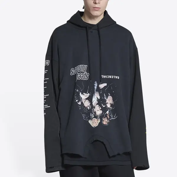 Толстовка speed hunters upside down hoodie oversized 'black faded' Balenciaga, черный — фото 3