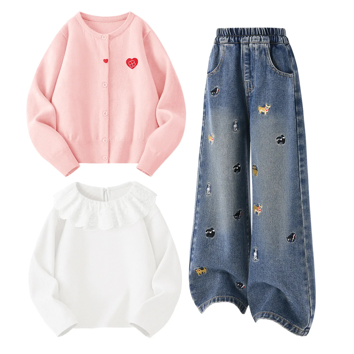 Детский спортивный комплект из 3 предметов Disney, Solid Color Pink+Solid Color Denim Blue+Solid Color Baby Pink — фото 4